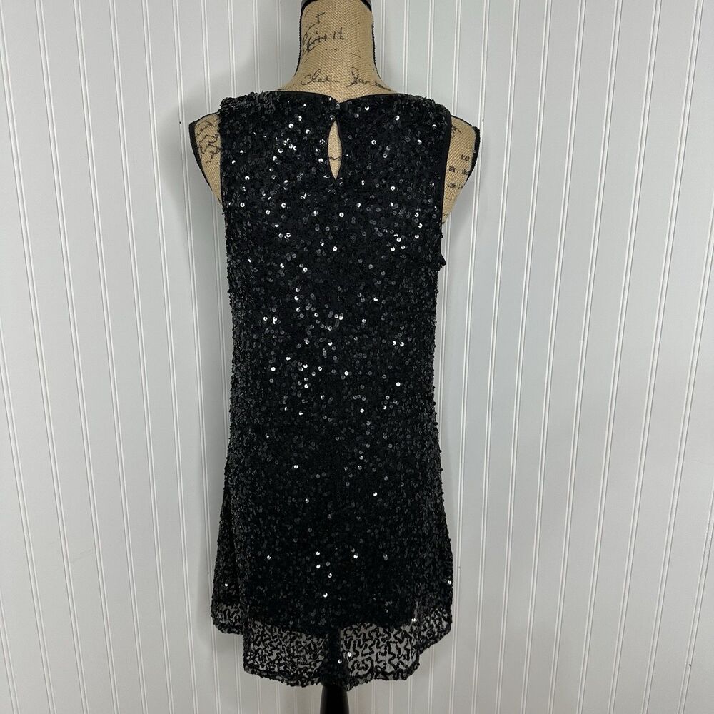 Rue 21 Black Sequin Mini Dress Lined LBD Cocktail Party Glam Event HOCO Sz L - Picture 4 of 14